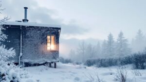 Une clim réversible en chauffage montre de la buée près de l’unité extérieure, puis l’air chaud reprend.